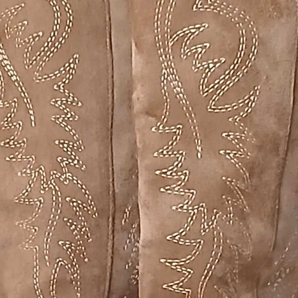 Faux Suede Western Inspired Pointed Toe Boots Tan Size EU 37/US 6.5 - Picture 5 of 8